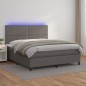 vidaXL Boxspringbett mit Matratze & LED Grau 160x200 cm Kunstleder vidaXL Boxspringbett mit Matratze & LED Grau 160x200 cm Kunstleder