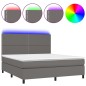 vidaXL Boxspringbett mit Matratze & LED Grau 160x200 cm Kunstleder vidaXL Boxspringbett mit Matratze & LED Grau 160x200 cm Kunstleder