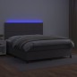 vidaXL Boxspringbett mit Matratze & LED Grau 160x200 cm Kunstleder vidaXL Boxspringbett mit Matratze & LED Grau 160x200 cm Kunstleder