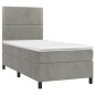 vidaXL Boxspringbett mit Matratze & LED Hellgrau 90x190 cm Samt vidaXL Boxspringbett mit Matratze & LED Hellgrau 90x190 cm Samt