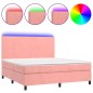 vidaXL Boxspringbett mit Matratze & LED Rosa 160x200 cm Samt vidaXL Boxspringbett mit Matratze & LED Rosa 160x200 cm Samt