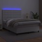 vidaXL Boxspringbett mit Matratze & LED Weiß 140x200 cm Kunstleder vidaXL Boxspringbett mit Matratze & LED Weiß 140x200 cm Kunstleder