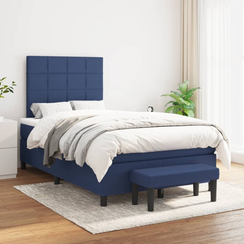 vidaXL Boxspringbett mit Matratze Blau 120x200 cm Stoff vidaXL Boxspringbett mit Matratze Blau 120x200 cm Stoff