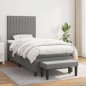 vidaXL Boxspringbett mit Matratze Dunkelgrau 80x200 cm Stoff vidaXL Boxspringbett mit Matratze Dunkelgrau 80x200 cm Stoff