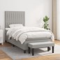 vidaXL Boxspringbett mit Matratze Hellgrau 100x200 cm Stoff vidaXL Boxspringbett mit Matratze Hellgrau 100x200 cm Stoff