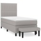 vidaXL Boxspringbett mit Matratze Hellgrau 100x200 cm Stoff vidaXL Boxspringbett mit Matratze Hellgrau 100x200 cm Stoff
