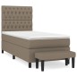 vidaXL Boxspringbett mit Matratze Taupe 90x200 cm Stoff vidaXL Boxspringbett mit Matratze Taupe 90x200 cm Stoff