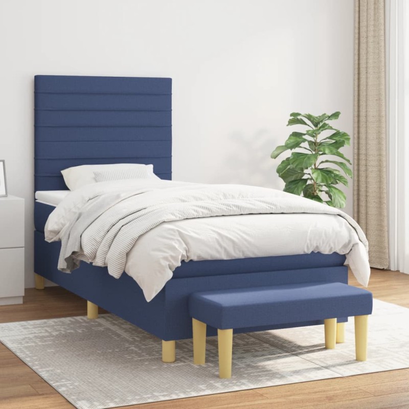 vidaXL Boxspringbett mit Matratze Blau 80x200 cm Stoff vidaXL Boxspringbett mit Matratze Blau 80x200 cm Stoff