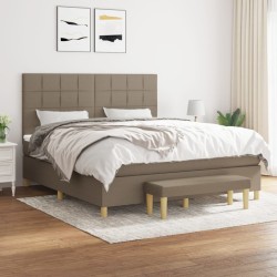 vidaXL Boxspringbett mit Matratze Taupe 160x200 cm Stoff