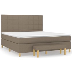 vidaXL Boxspringbett mit Matratze Taupe 160x200 cm Stoff