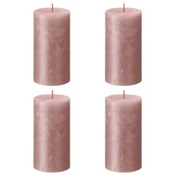 Bolsius Rustikale Stumpenkerzen Shimmer 4 Stk. 130x68 mm Rosa