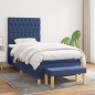 vidaXL Boxspringbett mit Matratze Blau 90x190 cm Stoff vidaXL Boxspringbett mit Matratze Blau 90x190 cm Stoff