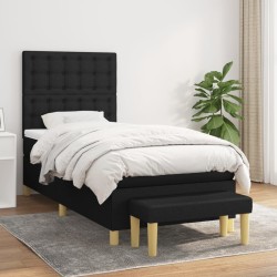vidaXL Boxspringbett mit Matratze Schwarz 80x200 cm Stoff