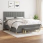 vidaXL Boxspringbett mit Matratze Dunkelgrau 160x200 cm Stoff vidaXL Boxspringbett mit Matratze Dunkelgrau 160x200 cm Stoff
