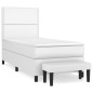 vidaXL Boxspringbett mit Matratze Weiß 90x190 cm Kunstleder vidaXL Boxspringbett mit Matratze Weiß 90x190 cm Kunstleder