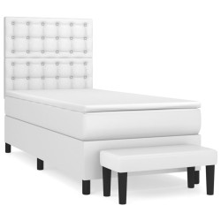vidaXL Boxspringbett mit Matratze Weiß 80x200 cm Kunstleder