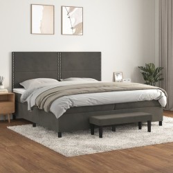 vidaXL Boxspringbett mit Matratze Dunkelgrau 200x200 cm Samt