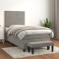 vidaXL Boxspringbett mit Matratze Hellgrau 90x200 cm Samt vidaXL Boxspringbett mit Matratze Hellgrau 90x200 cm Samt