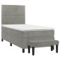 vidaXL Boxspringbett mit Matratze Hellgrau 90x200 cm Samt vidaXL Boxspringbett mit Matratze Hellgrau 90x200 cm Samt