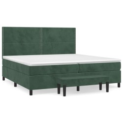 vidaXL Boxspringbett mit Matratze Dunkelgrün 200x200 cm Samt