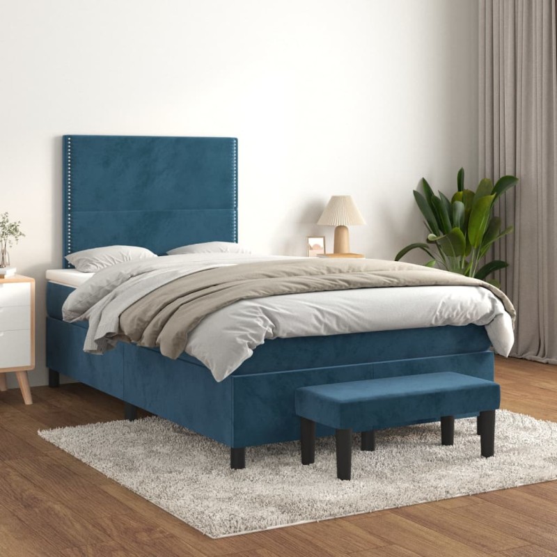 vidaXL Boxspringbett mit Matratze Dunkelblau 120x200 cm Samt vidaXL Boxspringbett mit Matratze Dunkelblau 120x200 cm Samt