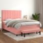 vidaXL Boxspringbett mit Matratze Rosa 140x200 cm Samt vidaXL Boxspringbett mit Matratze Rosa 140x200 cm Samt