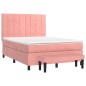 vidaXL Boxspringbett mit Matratze Rosa 140x200 cm Samt vidaXL Boxspringbett mit Matratze Rosa 140x200 cm Samt