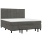 vidaXL Boxspringbett mit Matratze Dunkelgrau 160x200 cm Samt vidaXL Boxspringbett mit Matratze Dunkelgrau 160x200 cm Samt
