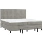 vidaXL Boxspringbett mit Matratze Hellgrau 200x200 cm Samt vidaXL Boxspringbett mit Matratze Hellgrau 200x200 cm Samt