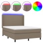 vidaXL Boxspringbett mit Matratze & LED Taupe 140x200 cm Stoff vidaXL Boxspringbett mit Matratze & LED Taupe 140x200 cm Stoff
