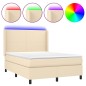 vidaXL Boxspringbett mit Matratze & LED Creme 140x190 cm Stoff vidaXL Boxspringbett mit Matratze & LED Creme 140x190 cm Stoff