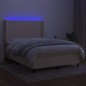 vidaXL Boxspringbett mit Matratze & LED Creme 140x190 cm Stoff vidaXL Boxspringbett mit Matratze & LED Creme 140x190 cm Stoff