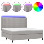 vidaXL Boxspringbett mit Matratze & LED Hellgrau 160x200 cm Stoff vidaXL Boxspringbett mit Matratze & LED Hellgrau 160x200 cm Stoff