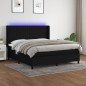 vidaXL Boxspringbett mit Matratze & LED Schwarz 160x200 cm Stoff vidaXL Boxspringbett mit Matratze & LED Schwarz 160x200 cm Stoff