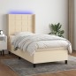 vidaXL Boxspringbett mit Matratze & LED Creme 90x200 cm Stoff vidaXL Boxspringbett mit Matratze & LED Creme 90x200 cm Stoff