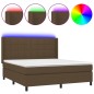 vidaXL Boxspringbett mit Matratze & LED Dunkelbraun 180x200 cm Stoff vidaXL Boxspringbett mit Matratze & LED Dunkelbraun 180x200 cm Stoff