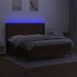 vidaXL Boxspringbett mit Matratze & LED Dunkelbraun 180x200 cm Stoff vidaXL Boxspringbett mit Matratze & LED Dunkelbraun 180x200 cm Stoff