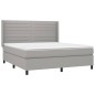 vidaXL Boxspringbett mit Matratze & LED Hellgrau 160x200 cm Stoff vidaXL Boxspringbett mit Matratze & LED Hellgrau 160x200 cm Stoff