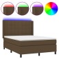 vidaXL Boxspringbett mit Matratze & LED Dunkelbraun 140x200 cm Stoff vidaXL Boxspringbett mit Matratze & LED Dunkelbraun 140x200 cm Stoff