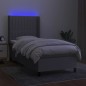 vidaXL Boxspringbett mit Matratze & LED Hellgrau 100x200 cm Stoff vidaXL Boxspringbett mit Matratze & LED Hellgrau 100x200 cm Stoff