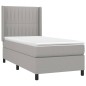 vidaXL Boxspringbett mit Matratze & LED Hellgrau 100x200 cm Stoff vidaXL Boxspringbett mit Matratze & LED Hellgrau 100x200 cm Stoff