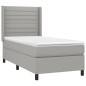 vidaXL Boxspringbett mit Matratze & LED Hellgrau 90x190 cm Stoff vidaXL Boxspringbett mit Matratze & LED Hellgrau 90x190 cm Stoff