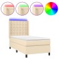 vidaXL Boxspringbett mit Matratze & LED Creme 90x200 cm Stoff vidaXL Boxspringbett mit Matratze & LED Creme 90x200 cm Stoff