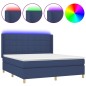 vidaXL Boxspringbett mit Matratze & LED Blau 160x200 cm Stoff vidaXL Boxspringbett mit Matratze & LED Blau 160x200 cm Stoff