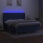 vidaXL Boxspringbett mit Matratze & LED Blau 160x200 cm Stoff vidaXL Boxspringbett mit Matratze & LED Blau 160x200 cm Stoff