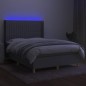 vidaXL Boxspringbett mit Matratze & LED Hellgrau 140x190 cm Stoff vidaXL Boxspringbett mit Matratze & LED Hellgrau 140x190 cm Stoff