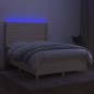 vidaXL Boxspringbett mit Matratze & LED Creme 140x190 cm Stoff vidaXL Boxspringbett mit Matratze & LED Creme 140x190 cm Stoff