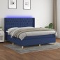 vidaXL Boxspringbett mit Matratze & LED Blau 160x200 cm Stoff vidaXL Boxspringbett mit Matratze & LED Blau 160x200 cm Stoff
