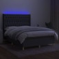vidaXL Boxspringbett mit Matratze & LED Dunkelgrau 140x190 cm Stoff vidaXL Boxspringbett mit Matratze & LED Dunkelgrau 140x190 cm Stoff