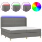 vidaXL Boxspringbett mit Matratze & LED Dunkelgrau 200x200 cm Stoff vidaXL Boxspringbett mit Matratze & LED Dunkelgrau 200x200 cm Stoff